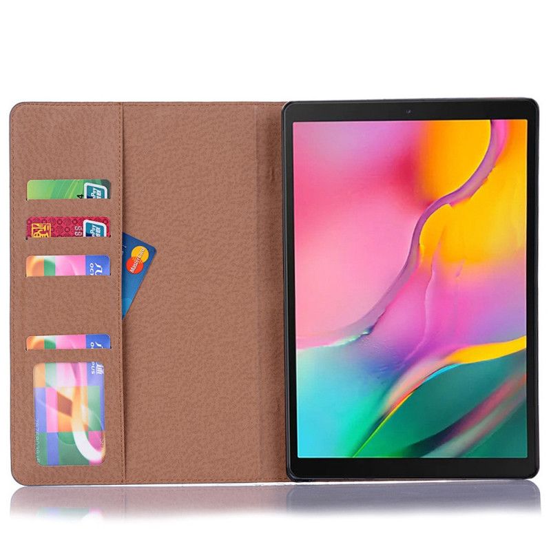 Etui Samsung Galaxy Tab A7 Svart Vintage Nagler I Imitert Skinn Anti-fall