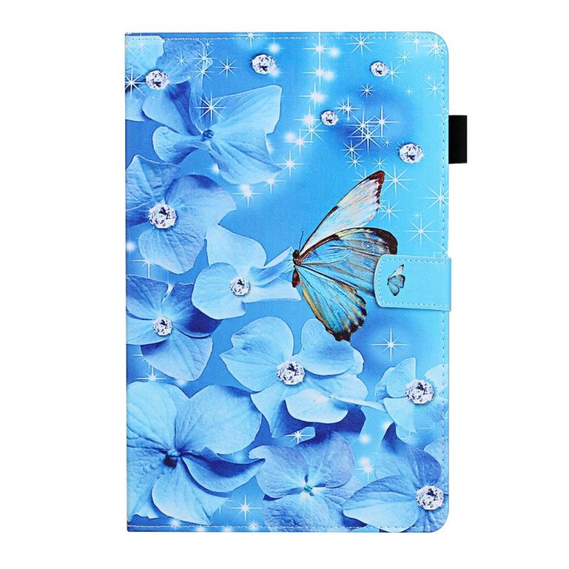 Lærdeksel Folio Deksel Samsung Galaxy Tab A7 Mobildeksel Diamantsommerfugler