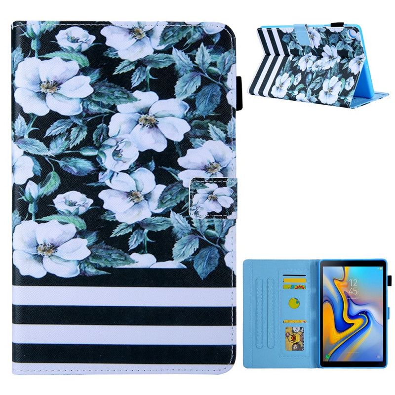 Lærdeksel Folio Deksel Samsung Galaxy Tab A7 Svart Blomsterdesign