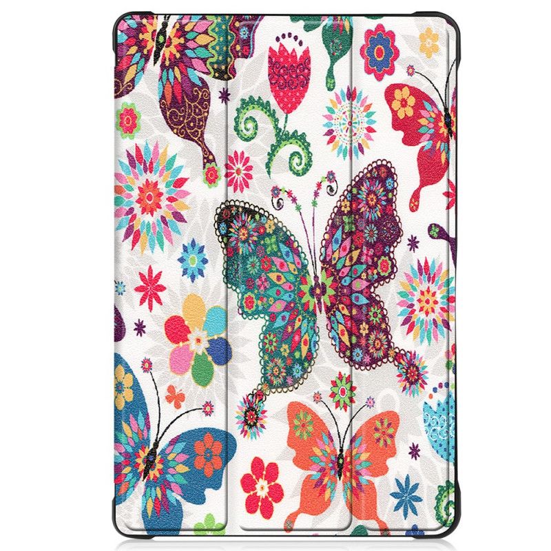 Smart Sak Samsung Galaxy Tab A7 Forsterkede Sommerfugler Og Blomster