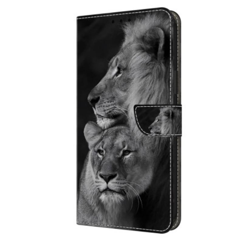 Lærdeksel Folio Deksel Honor X9b / Magic 6 Lite Par Lions