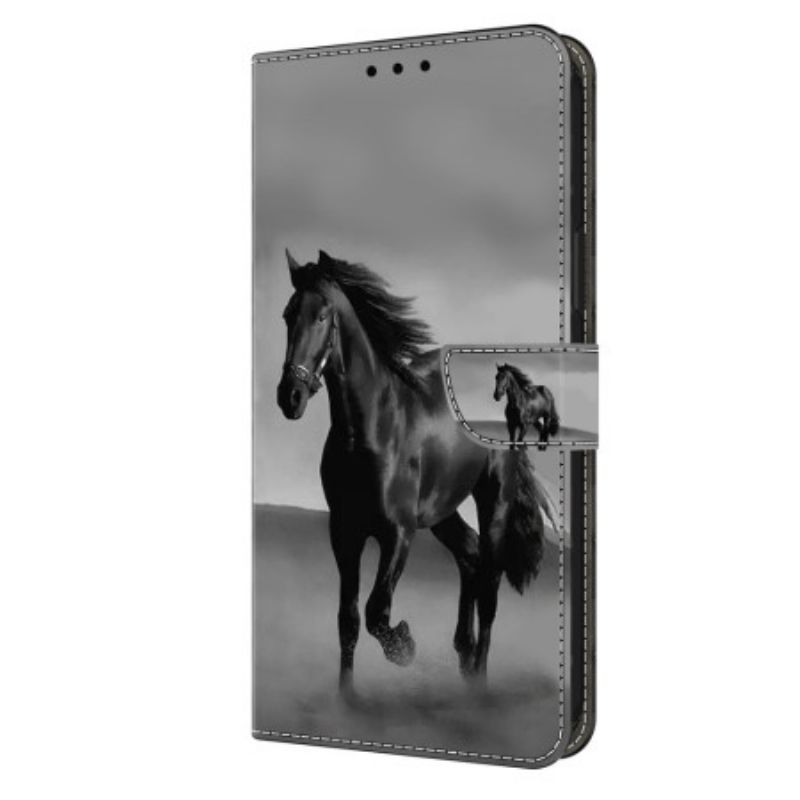 Lærdeksel Folio Deksel Honor X9b / Magic 6 Lite Svart Hest