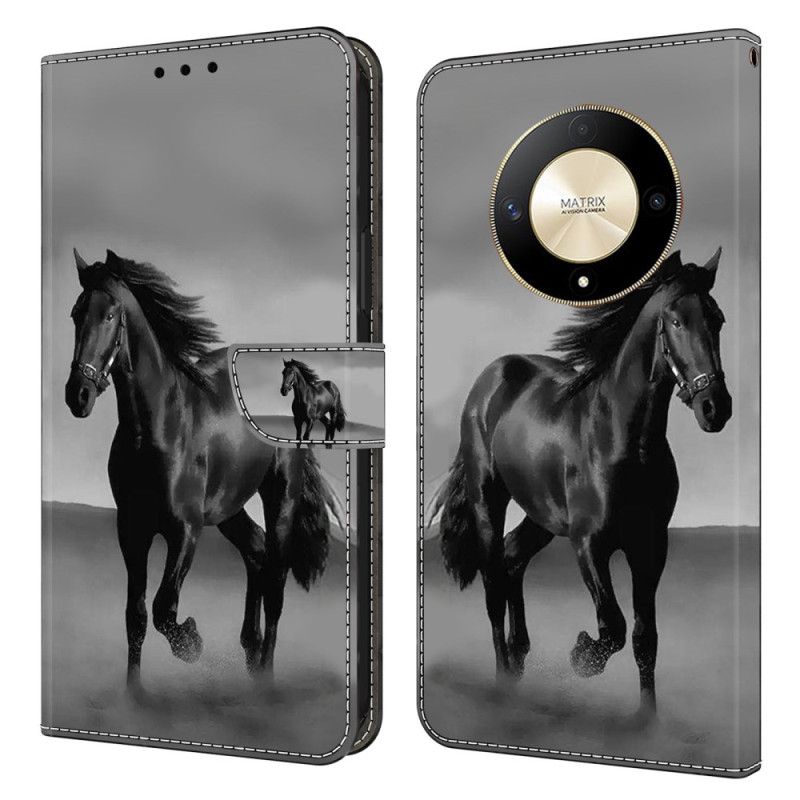 Lærdeksel Folio Deksel Honor X9b / Magic 6 Lite Svart Hest