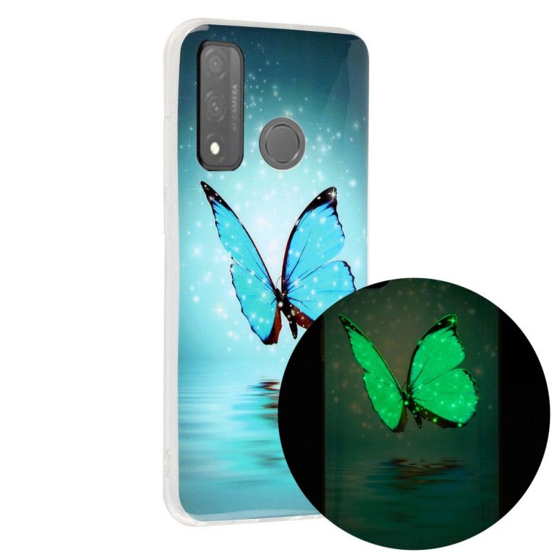 Deksel for Huawei P Smart 2020 Fluorescerende Blå Sommerfugl