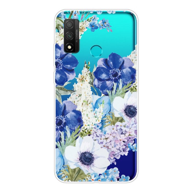 Deksel Huawei P Smart 2020 Gjennomsiktige Akvarellblå Blomster Anti-fall