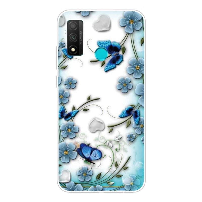 Deksel Huawei P Smart 2020 Gjennomsiktige Retro Sommerfugler Og Blomster