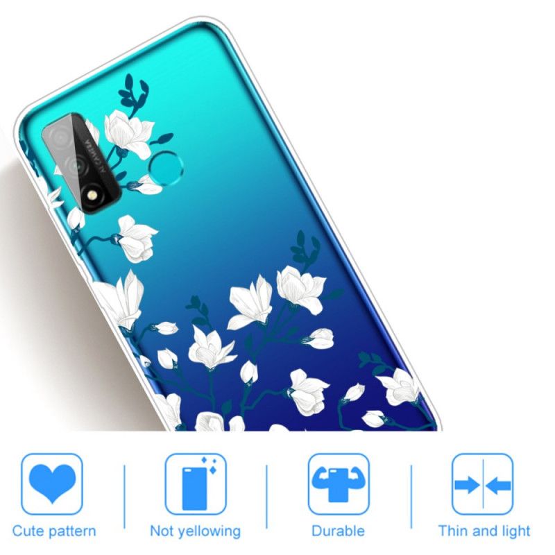 Deksel Huawei P Smart 2020 Hvite Blomster