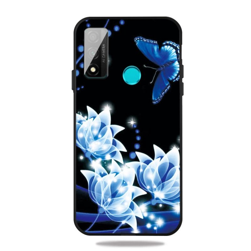 Deksel Huawei P Smart 2020 Sommerfugl Og Blå Blomster