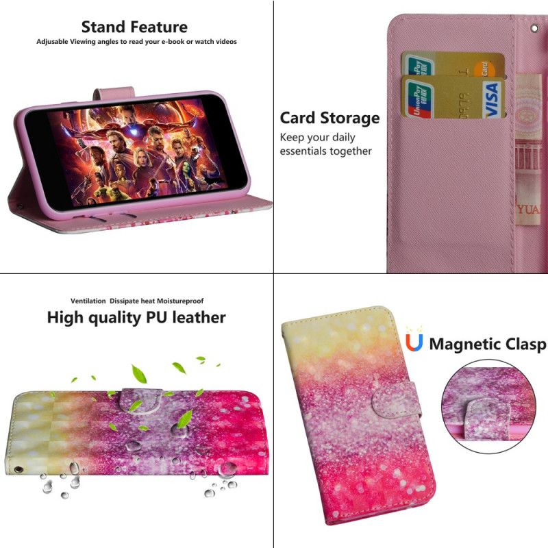 Folio Deksel Huawei P Smart 2020 Gradient Magenta Glitter Beskyttelse