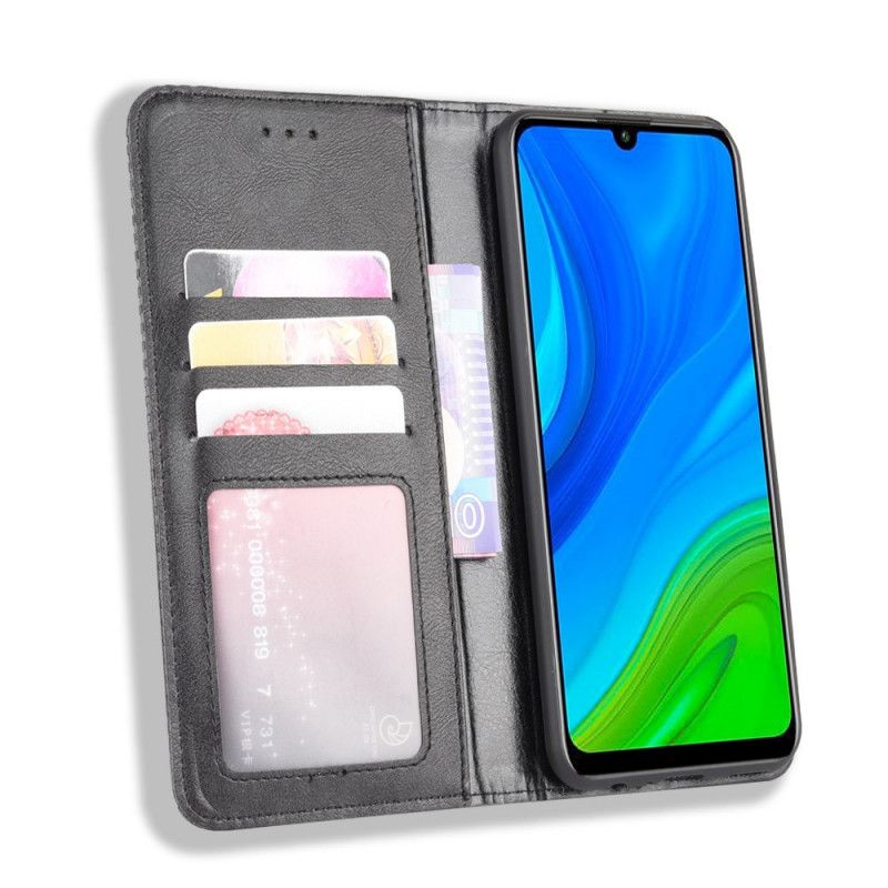 Folio Deksel Huawei P Smart 2020 Svart Stilisert Vintage Skinneffekt