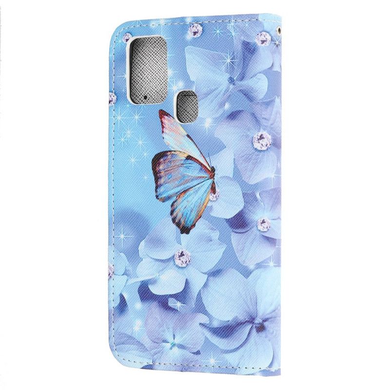 Folio Deksel Huawei P Smart 2020 Thong Diamant Sommerfugler