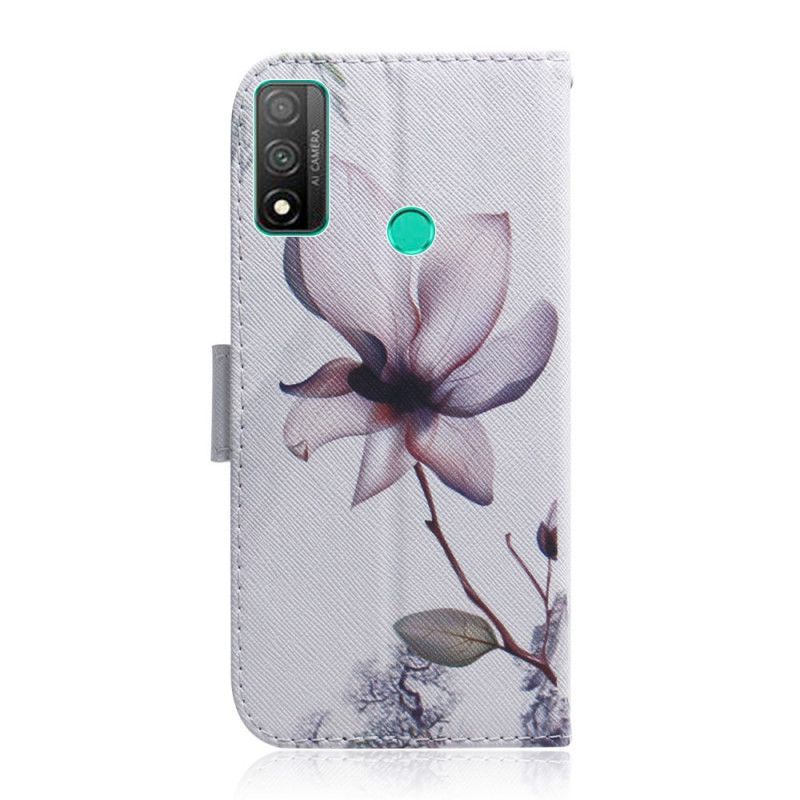 Lærdeksel Folio Deksel Huawei P Smart 2020 Mobildeksel En Rosa Blomst