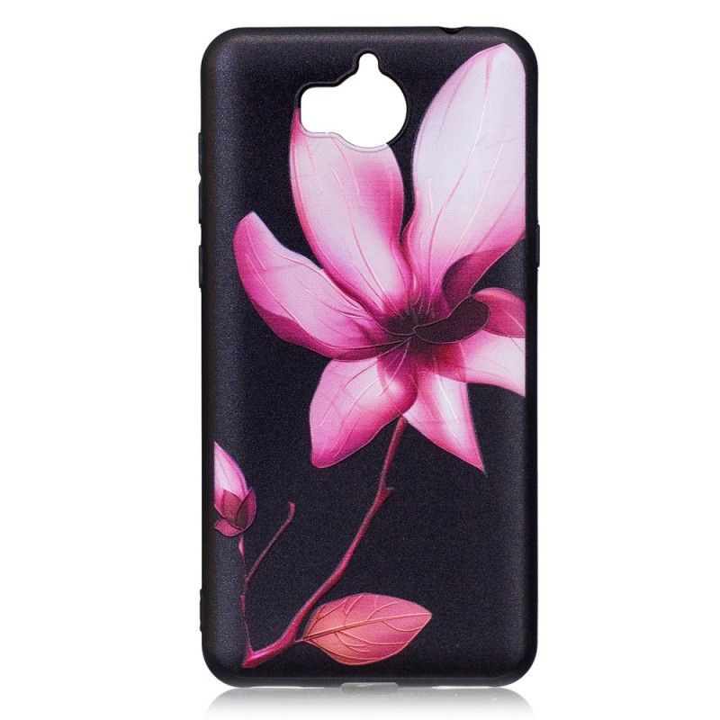 Deksel for Huawei Y6 2017 Preget Rosa Blomst