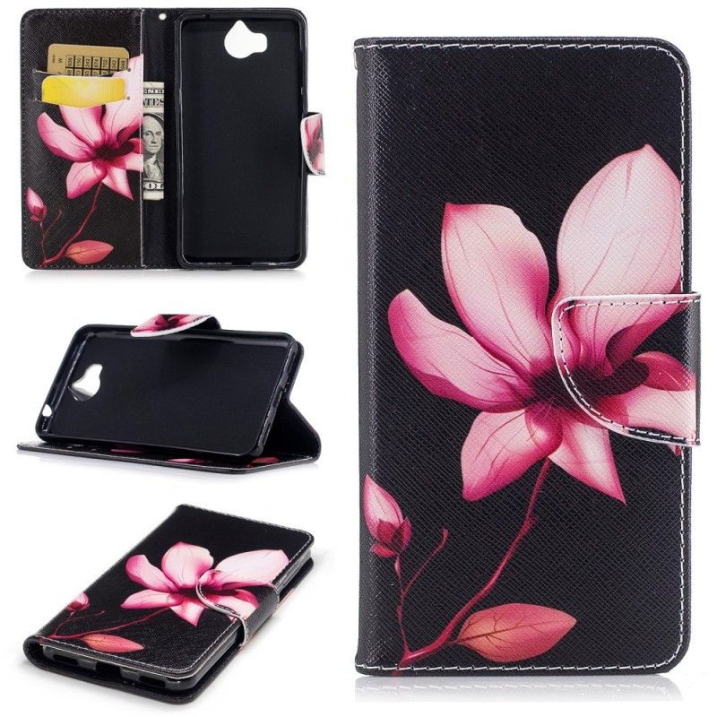 Folio Deksel Huawei Y6 2017 Rosa Blomst Beskyttelse