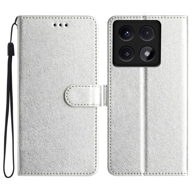 Folio Deksel Xiaomi 14t Strappy Silk Texture Beskyttelse Deksel