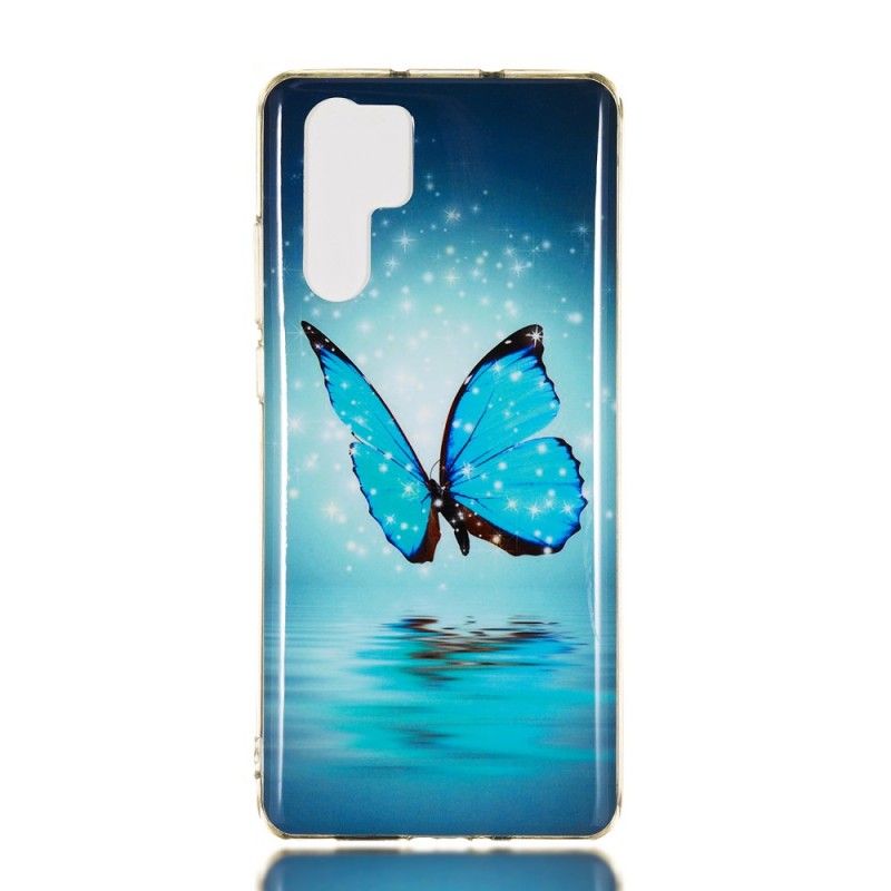 Deksel for Huawei P30 Pro Fluorescerende Blå Sommerfugl