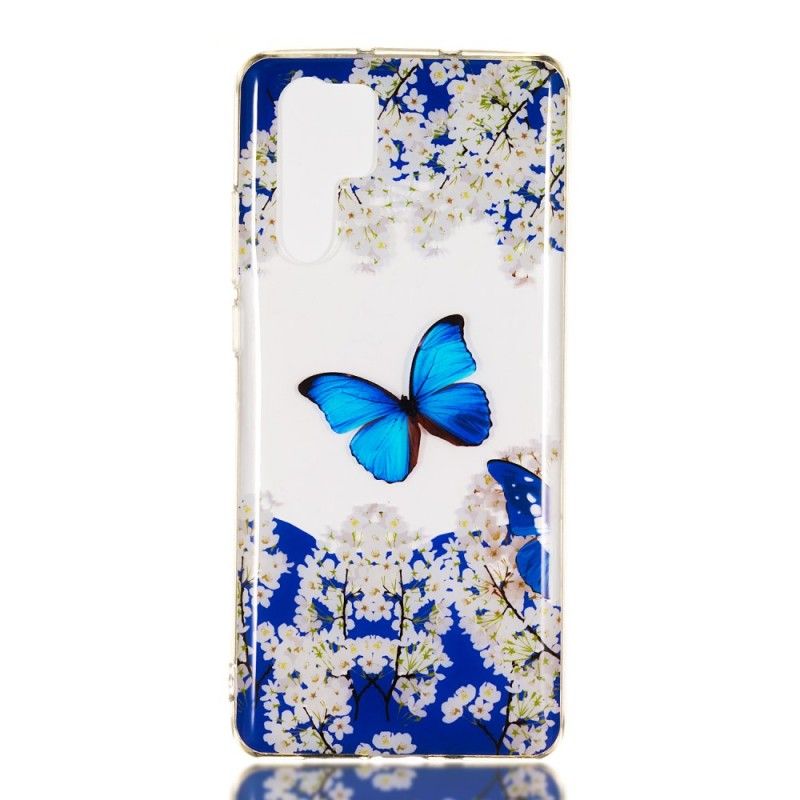 Deksel Huawei P30 Pro Mobildeksel Blå Sommerfugl Og Vinterblomster