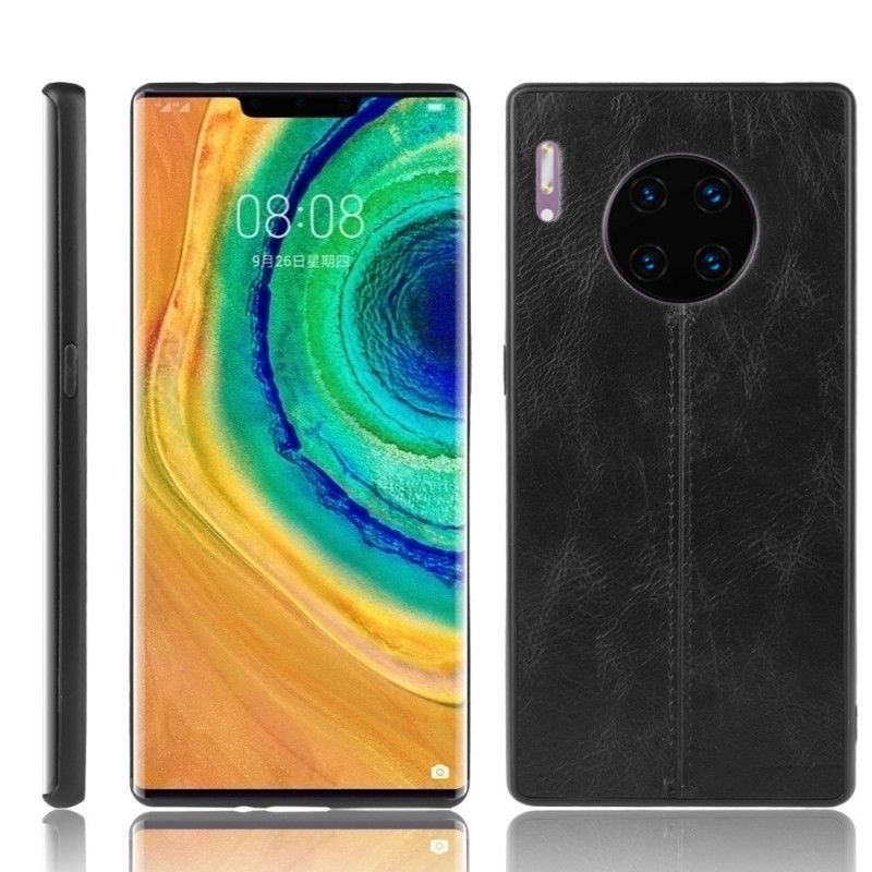 Deksel Huawei P30 Pro Svart Sydd Skinneffekt Beskyttelse