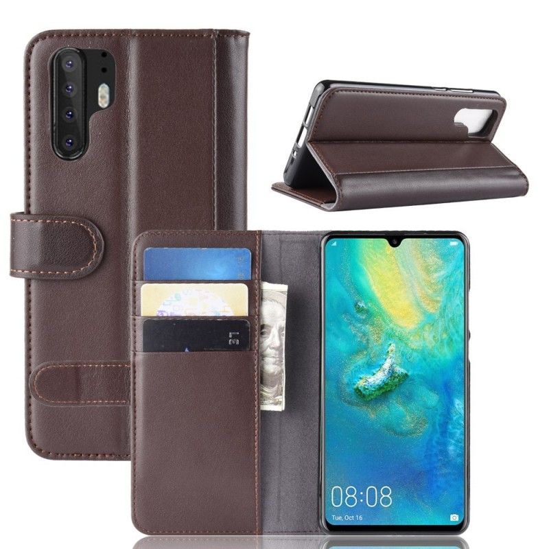 Folio Deksel for Huawei P30 Pro Svart Delt Skinn