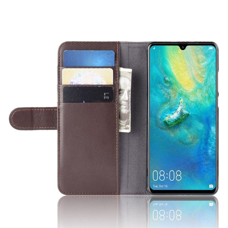 Folio Deksel for Huawei P30 Pro Svart Delt Skinn