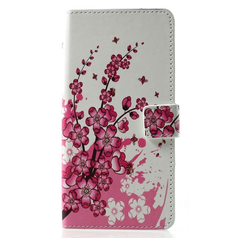 Folio Deksel Huawei P30 Pro Rosa Tropiske Blomster
