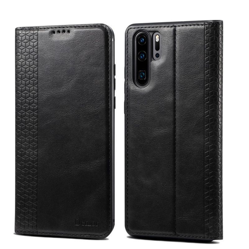 Folio Deksel Huawei P30 Pro Svart Strukturert Skinneffekt