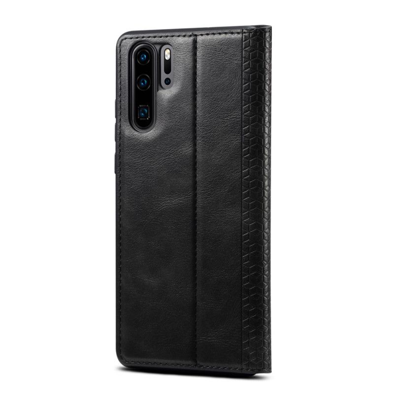 Folio Deksel Huawei P30 Pro Svart Strukturert Skinneffekt