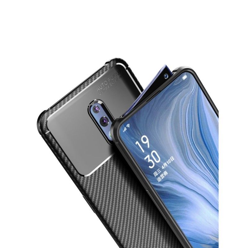 Deksel Oppo Reno Svart Fleksibel Karbonfiber