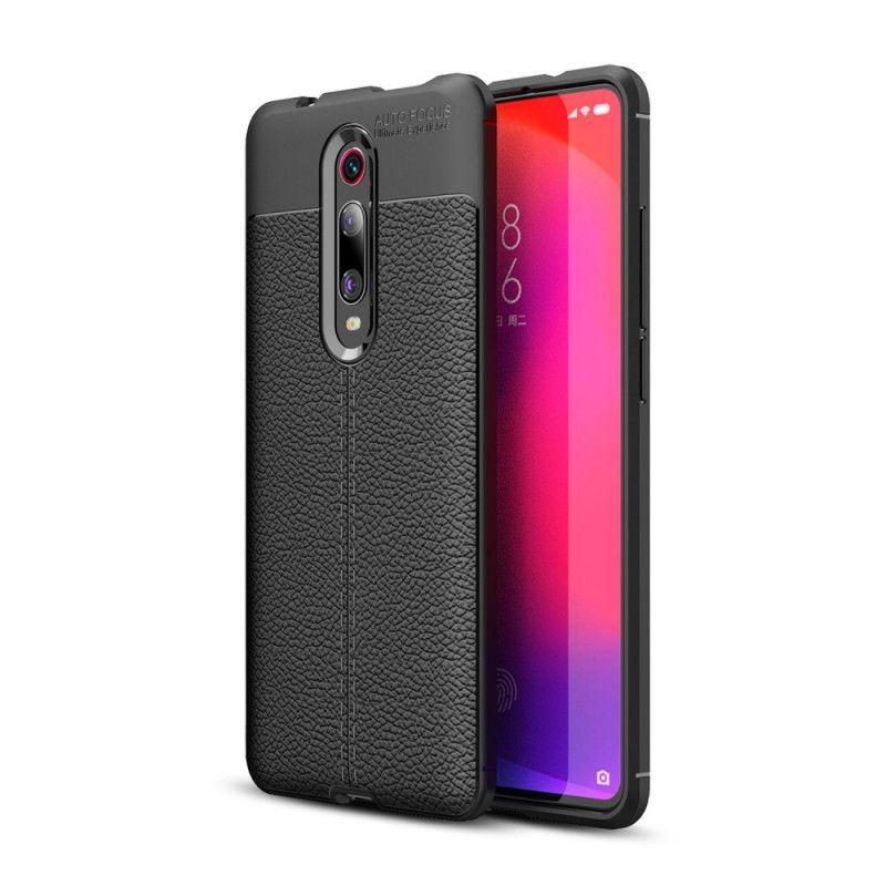 Deksel Xiaomi Mi 9T / Mi 9T Pro Svart Dobbeltlinjet Litchi-Effekt