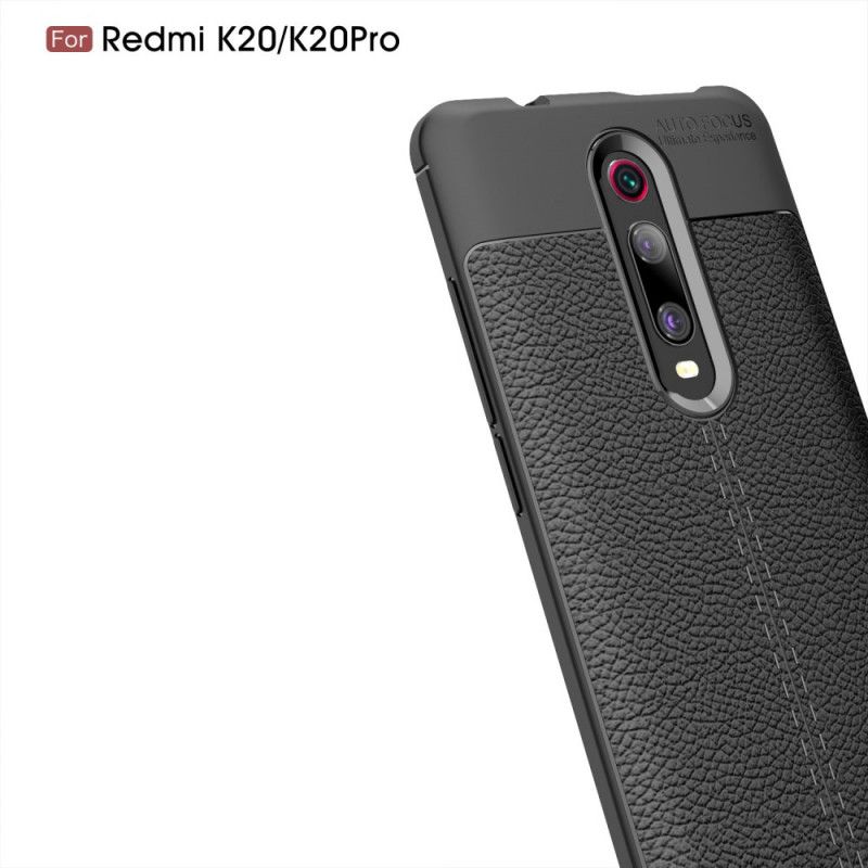 Deksel Xiaomi Mi 9T / Mi 9T Pro Svart Dobbeltlinjet Litchi-Effekt