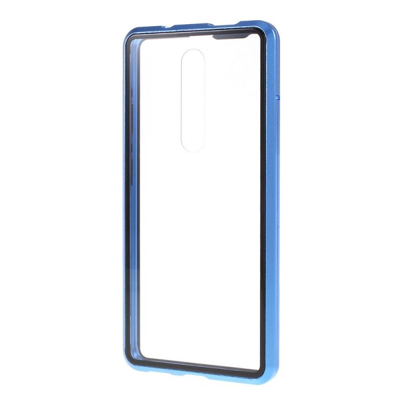 Deksel Xiaomi Mi 9T / Mi 9T Pro Svart Metallkanter Og Herdet Glass