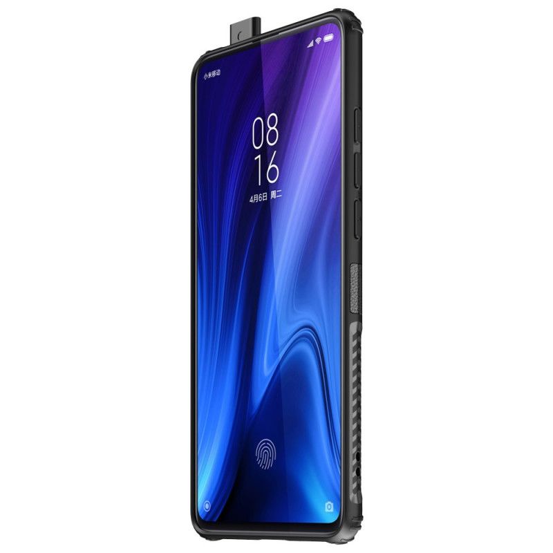 Deksel Xiaomi Mi 9T / Mi 9T Pro Svart Mobildeksel Premium Metall Og Imitert Skinnring