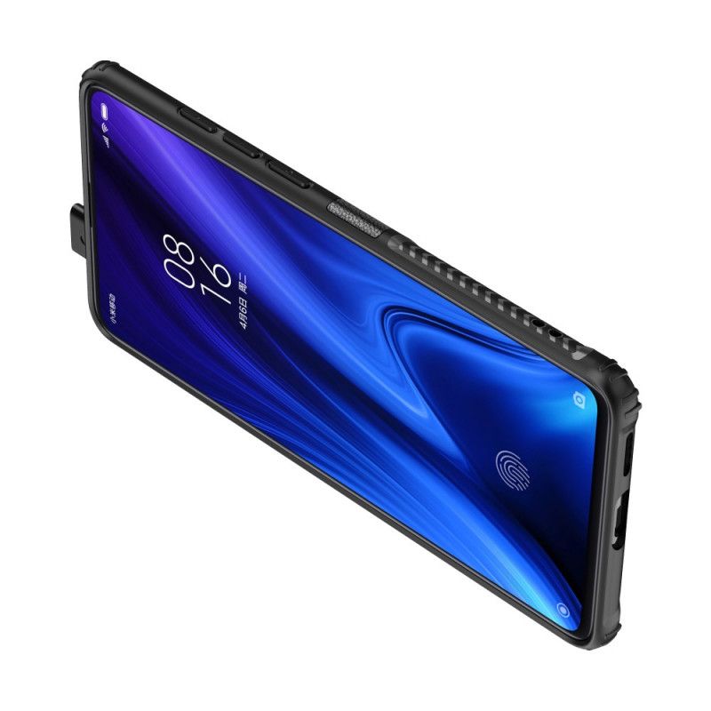 Deksel Xiaomi Mi 9T / Mi 9T Pro Svart Mobildeksel Premium Metall Og Imitert Skinnring