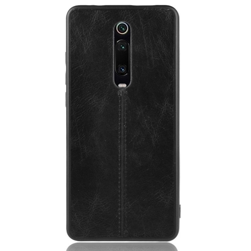 Deksel Xiaomi Mi 9T / Mi 9T Pro Svart Sydd Skinneffekt Beskyttelse