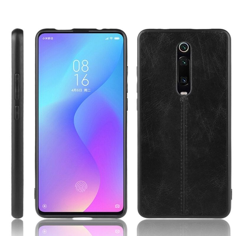 Deksel Xiaomi Mi 9T / Mi 9T Pro Svart Sydd Skinneffekt Beskyttelse