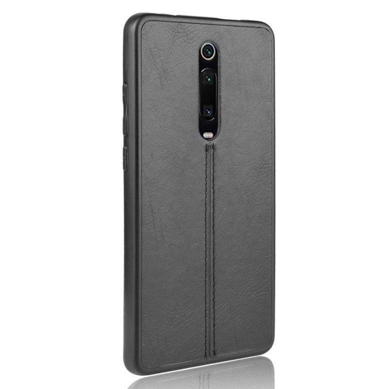 Deksel Xiaomi Mi 9T / Mi 9T Pro Svart Sydd Skinneffekt Beskyttelse