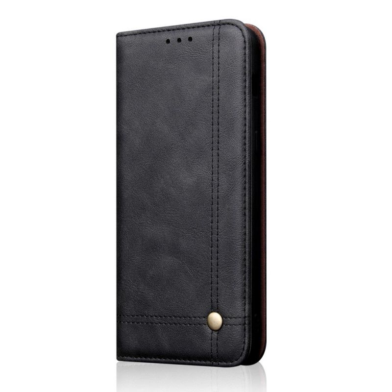 Folio Deksel for Xiaomi Mi 9T / Mi 9T Pro Svart Sydd Skinneffekt