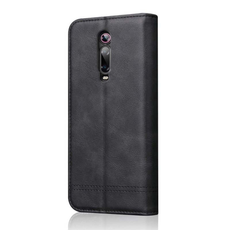 Folio Deksel for Xiaomi Mi 9T / Mi 9T Pro Svart Sydd Skinneffekt