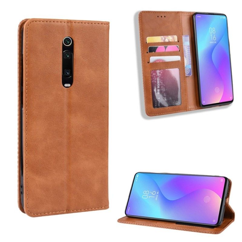 Folio Deksel Xiaomi Mi 9T / Mi 9T Pro Svart Stilisert Kunstlær