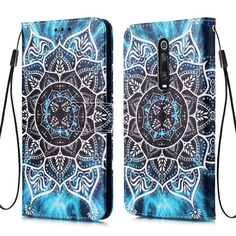 Lærdeksel Folio Deksel Xiaomi Mi 9T / Mi 9T Pro Mobildeksel Svart Tanga Mandala