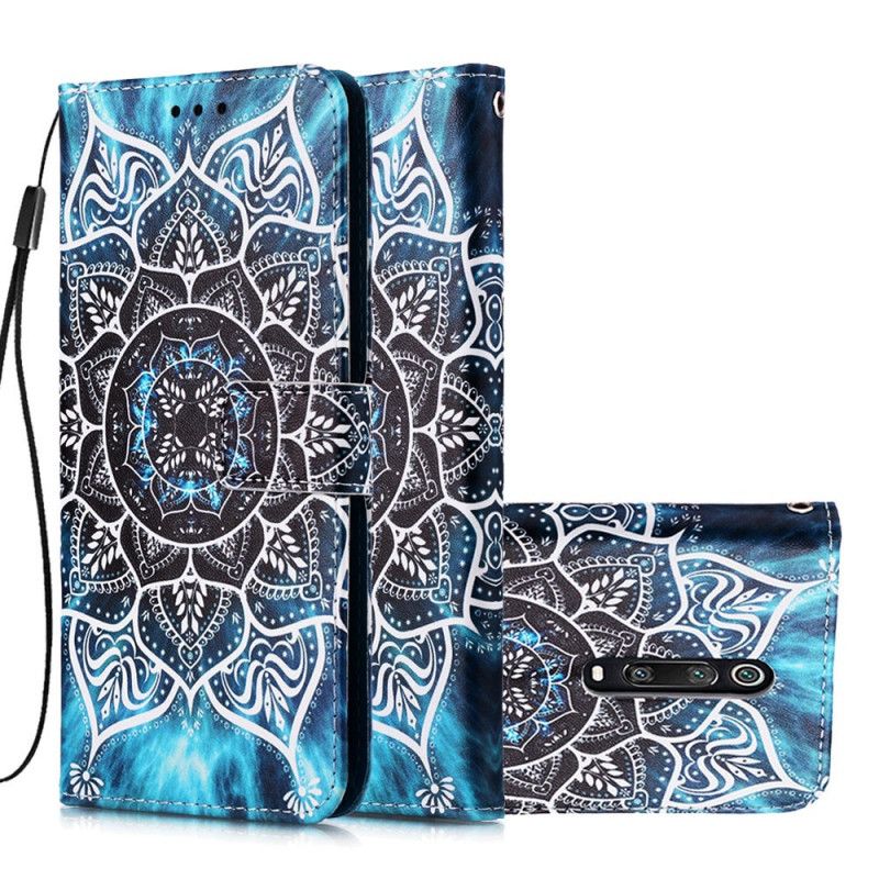 Lærdeksel Folio Deksel Xiaomi Mi 9T / Mi 9T Pro Mobildeksel Svart Tanga Mandala