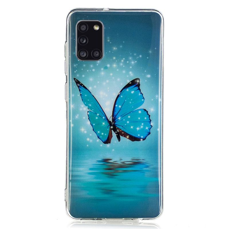 Deksel Samsung Galaxy A31 Fluorescerende Blå Sommerfugl