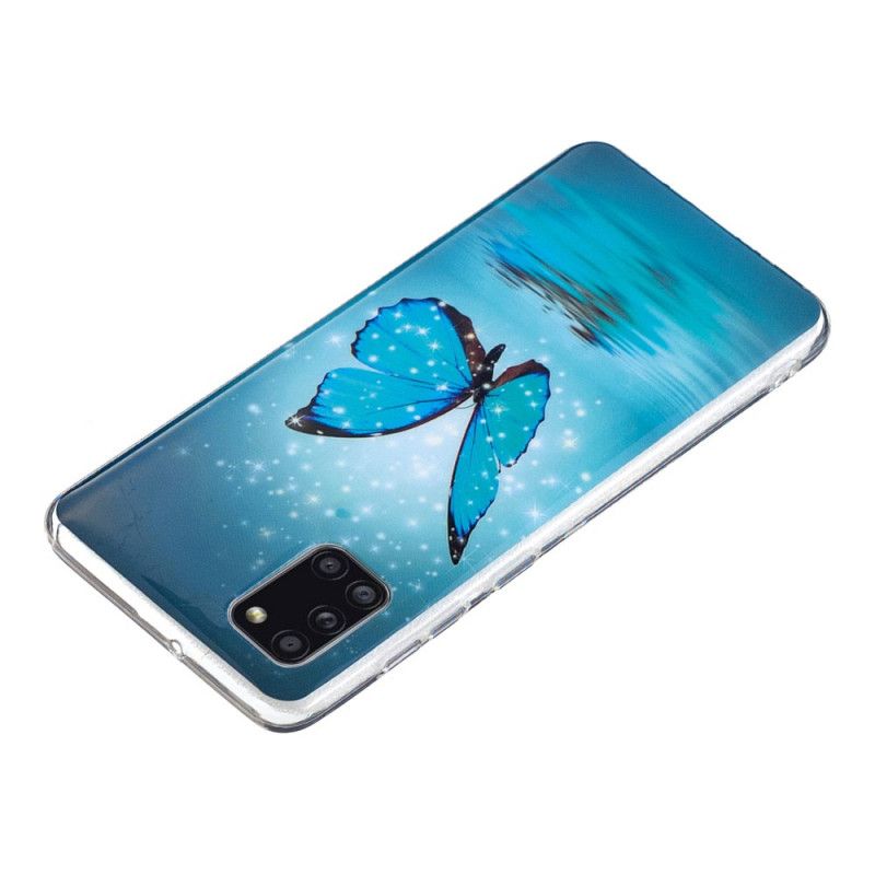 Deksel Samsung Galaxy A31 Fluorescerende Blå Sommerfugl