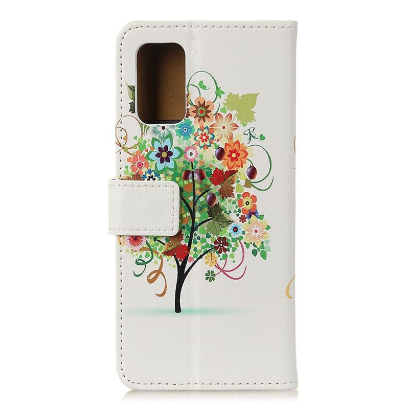 Folio Deksel for Samsung Galaxy A31 Oransje Blomstrende Tre