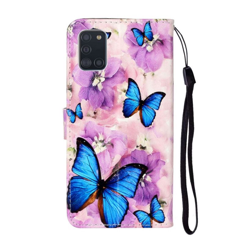 Folio Deksel Samsung Galaxy A31 Blomster Sommerfugler