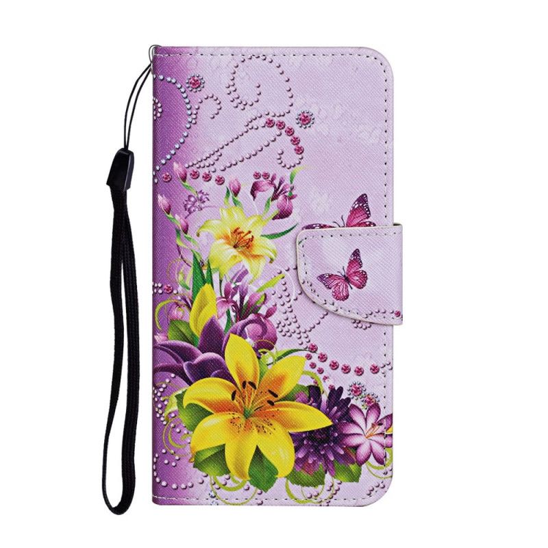 Folio Deksel Samsung Galaxy A31 Magenta Mesterlige Blomster Med Tanga