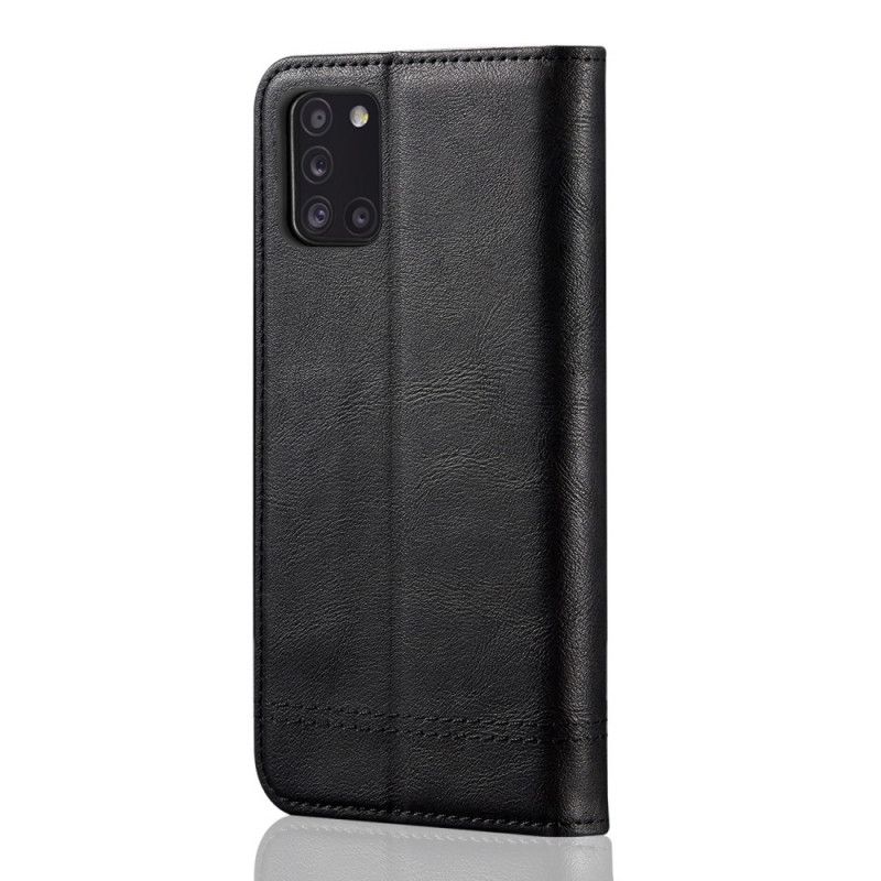 Folio Deksel Samsung Galaxy A31 Rød Sydd Skinneffekt