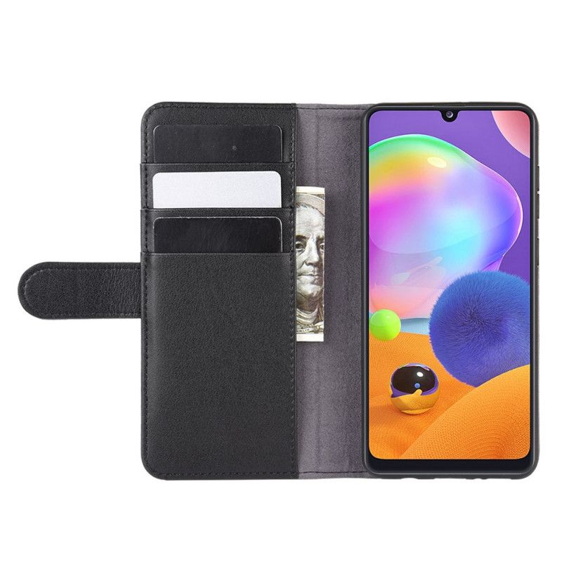 Folio Deksel Samsung Galaxy A31 Svart Delt Skinn