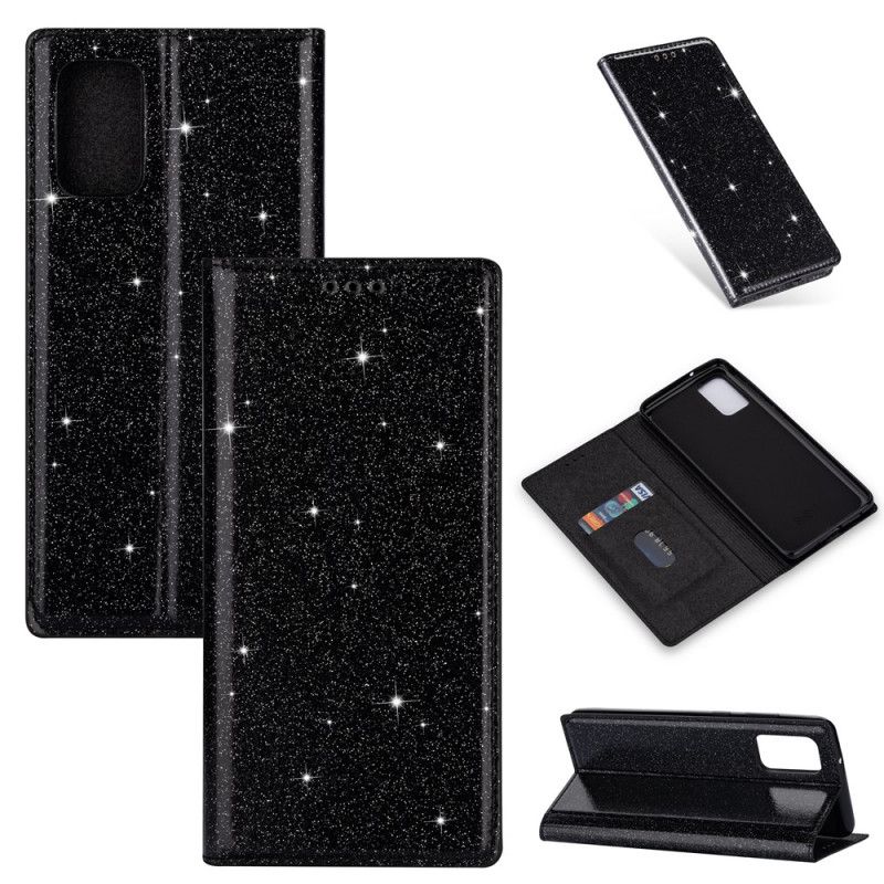 Folio Deksel Samsung Galaxy A31 Svart Glitterstil