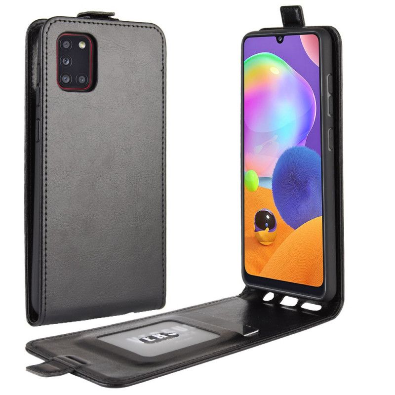 Folio Deksel Samsung Galaxy A31 Svart Sammenleggbar Skinneffekt